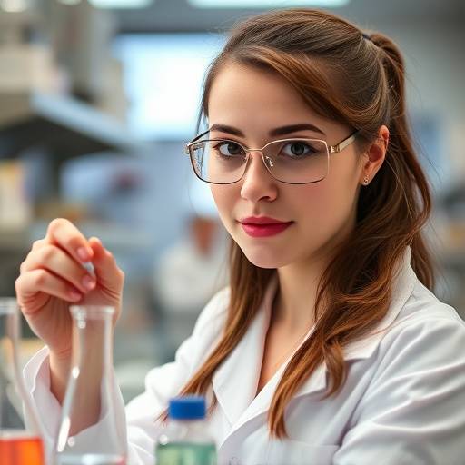 Olivia carefully performing a chemistry experiment in the lab.